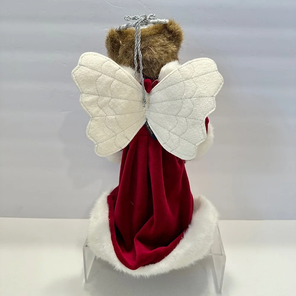 Vintage Boyds Bears Christmas Angel Bear‎ Tree Topper Red Velvet Stars Plush